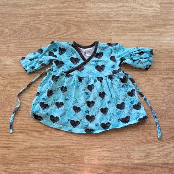Miniwear Turquoise and Chocolate Heart Blouse - Picture 1 of 3
